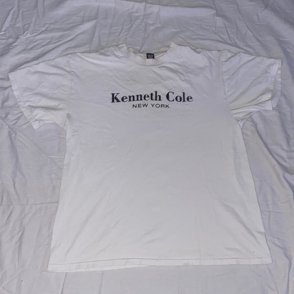 basic white tee with black writing